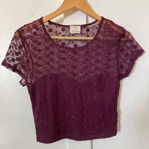 PINS and needles eyelet cropped top blouse large boxy